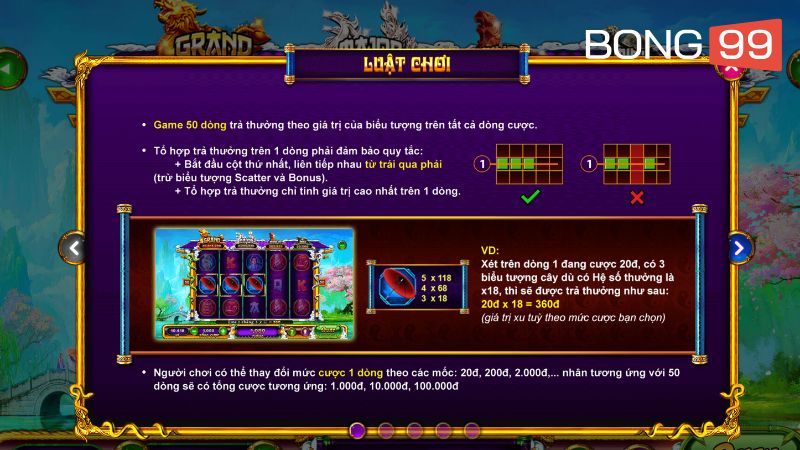 Game chấp nhận 50 dòng trả thưởng, mở rộng cơ hội chiến thắng cho người chơi